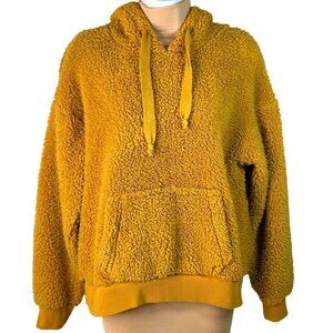 Love Tree Large Mustard Yellow Sherpa Teddy Hoodie Fuzzy Polyester Pullover